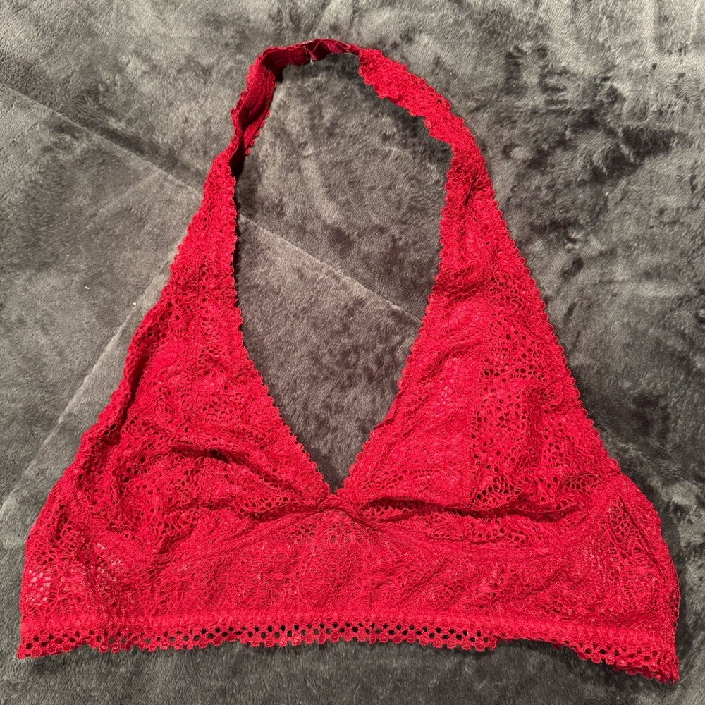 Victoria’s Secret Red Lace Halter Bralette Size Large